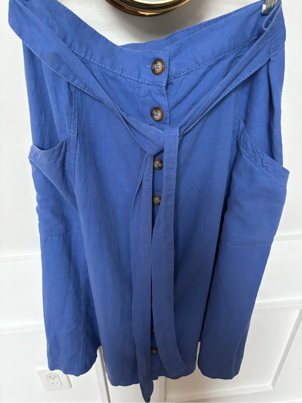 A.N.A blue button-front midi skirt  with tie